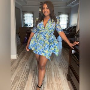 Spring Tea blue mini, peplum dress.